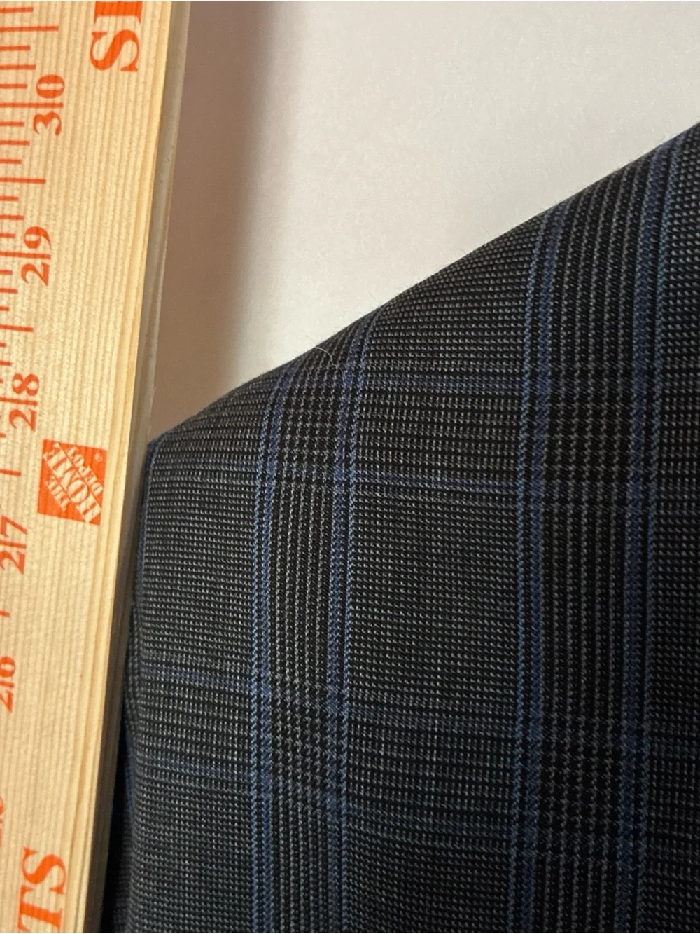 AX Armani Exchange Men's Plaid Suit Jacket 44R Blue Gray-missing Cuff Button-GUC